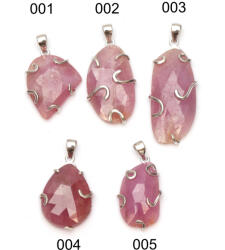  Pandantiv Safir Roz Natural Neregulat Fatetat 26-38 x 13-17 x 4-5 mm - Piatra Vindecarii si Abundentei - Argint 925 - 1 Buc