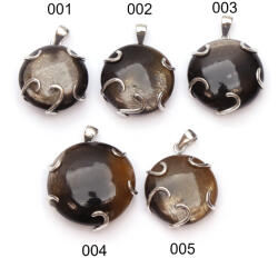 Pandantiv Piatra Lunii Gri Natural Disc 26-30 x 18-24 x 7-10 mm - Cristalul Luminarii si Claritati Interioare - Argint 925 - 1 Buc