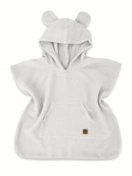 Baby Nellys Gyerek muszlin poncsó lux kapucnival Teddy, gyorsan száradó, szürke Velikost koj. oblečení: 86/104