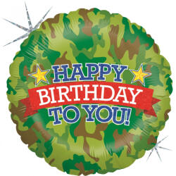 Balloons4party Balon folie Camuflaj Happy Birthday 46 cm