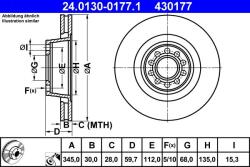 ATE Disc frana fata Audi A8 D2 ATE 24.0130-0177.1 (24.0130-0177.1)