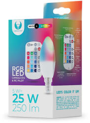 Forever Light LED izzó E14 C37 RGB + fehér 5W + RC