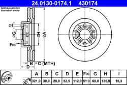 ATE Disc frana Audi A6 C5 ATE 24.0130-0174.1 (24.0130-0174.1)