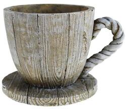 Kaspó kő csésze 17*13*11cm fa mintás szürke nagy (VTA227)