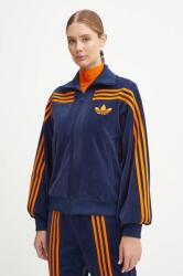 Adidas velúr pulóver 70s Velour Tracktop sötétkék, nyomott mintás, JN8287 - sötétkék XXS