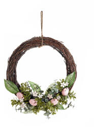 Decorer Coronita Paste lemn decorata cu oua roz 31 cm (A09.04.63A)