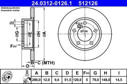 ATE Disc frana fata PowerDisc BMW Seria 3 E36, Z3 E36 ATE 24.0312-0126.1 (24.0312-0126.1)