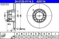 ATE Disc frana fata VW LT 28-35 I, LT 40-55 I ATE 24.0120-0114.2 (24.0120-0114.2)