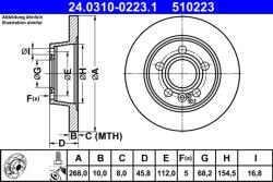 ATE Disc frana spate PowerDisc VW Sharan I ATE 24.0310-0223.1 (24.0310-0223.1)