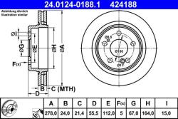 ATE Disc frana Mercedes 124, Clasa C W202 ATE 24.0124-0188.1 (24.0124-0188.1)