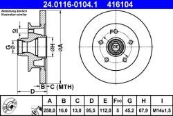 ATE Disc frana VW Transporter T3 ATE 24.0116-0104.1 (24.0116-0104.1)