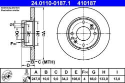 ATE Disc frana Peugeot 205 I/II, 309 I ATE 24.0110-0187.1 (24.0110-0187.1)