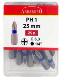 ABRABORO POWER BIT SZÍNES GYŰRŰVEL 25 PCS PACK PHILLIPS 1x25 mm (061802201015)