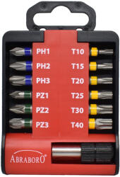 ABRABORO BIT KÉSZLET, SZÍNES 13 x PH/PZ/TX (060802060013) - natdomshop