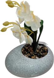 Orchidea művirág kavics cserépben - 12x10x18 cm, stílusos dísznövény (1223905)