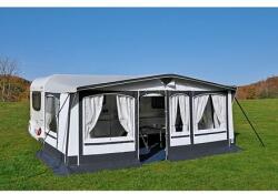 Hahn Zelte Finnland egész évben használható elősátor mélység 240 cm a dimenzió 1156 - 1190 cm