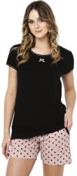 Italian Fashion pijama damă BONILLA mânecă scurtă, pantaloni scurți, negru/imprimeu: XXL (AAF-KPZ-BONI-KKCD XXL)