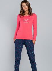 Italian Fashion Pijama dama ITALIAN FASHION GEMINI lung zmeură/print: M (AAF-KKP-GEMI-PIZ M)