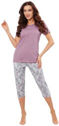Italian Fashion pijama damă IBENA mânecă scurtă, pantaloni 3/4, mov/imprimeu: XXL (AAF-KPZ-IBEN-K3WD XXL)