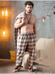 Key Pantaloni de pijama bărbați KEY 402 bej model în carouri FLANEL: L (29250 L)