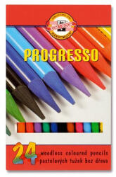 KOH-I-NOOR Színes ceruza készlet, henger alakú, famentes, KOH-I-NOOR "Progresso 8758/24", 24 különböző szín