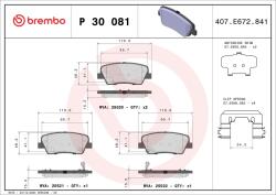 BREMBO Set placute frana BREMBO P 30 081 (P 30 081)