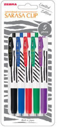 Zebra Zseléstoll készlet, 0, 33 mm, nyomógombos, csíkos test, ZEBRA "Sarasa Clip", 5 különböző szín (48296) - kreativjatek