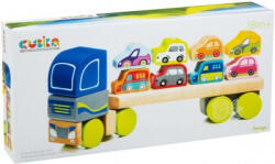 Cubika Fa kamion autószállító utánfutóval - 32 cm (44744)