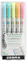 Zebra Szövegkiemelő kétvégű ZEBRA Mildliner fluorescent 1, 4-4, 0 mm 5 db/ készlet (07.02725)