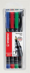 STABILO Alkoholos marker készlet, 0, 7 mm, STABILO "OHPen F", 4 különböző szín (842/4) - kreativjatek