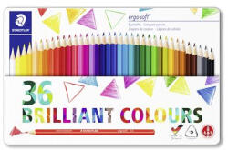 STAEDTLER Színes ceruza készlet, háromszögletű, fémdobozos, STAEDTLER "Ergo Soft 157", 36 különböző szín (157 M36 02)