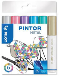 Pilot Dekormarker készlet, 1, 4 mm, PILOT "Pintor M" 6 különböző metál szín (PIN-MET-S6-M) - kreativjatek
