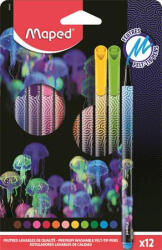 Maped Filctoll készlet, 0, 8 mm, kimosható, MAPED "Deepsea Paradise", 12 különböző szín (844403) - kreativjatek