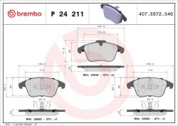 BREMBO Set placute frana BREMBO P 24 211 (P 24 211)