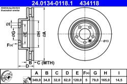ATE Disc frana Land Rover Discovery V ATE 24.0134-0118.1 (24.0134-0118.1)