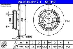 ATE Disc frana PowerDisc BMW Seria 5 E34 ATE 24.0310-0117.1 (24.0310-0117.1)
