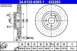 ATE Disc frana fata perforat Abarth 500 / 595 / 695 ATE 24.0122-0283.1 (24.0122-0283.1)