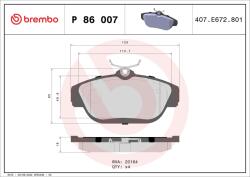 BREMBO Set placute frana BREMBO P 86 007 (P 86 007)