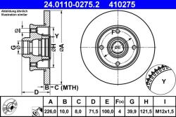 ATE Disc frana VW Golf II/III, Passat B3/B4 ATE 24.0110-0275.2 (24.0110-0275.2)