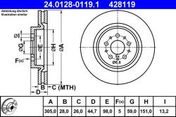 ATE Disc frana fata Alfa Romeo Spider, GTV ATE 24.0128-0119.1 (24.0128-0119.1)