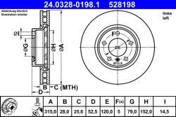 ATE Disc frana PowerDisc BMW Seria 3 E36 ATE 24.0328-0198.1 (24.0328-0198.1)