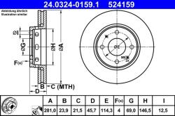 ATE Disc frana fata PowerDisc Volvo S40 I, V40 ATE 24.0324-0159.1 (24.0324-0159.1)