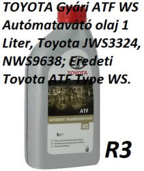 Toyota Gyári ATF WS Autómatavátó olaj 1 Liter, Toyota JWS3324, NWS9638; Eredeti Toyota ATF Type WS