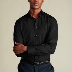 Charles Tyrwhitt Spread Collar Non-Iron Poplin Shirt - Black - Slim fit | 43 | 91 (Standard)