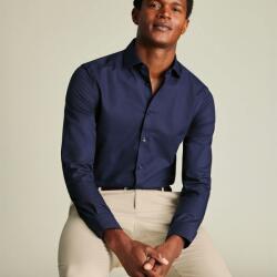 Charles Tyrwhitt Non-Iron Cotton Linen Shirt - Ink Blue - Slim fit | 38 | 84 (Standard)