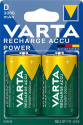 VARTA Tölthető elem, D góliát, 2x3000 mAh, előtöltött, VARTA "Power