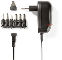 Nedis ACPA001 univerzális AC-DC tápegység, állítható 3V-12V DC 1A, 6 cserélhető táp dugó, 12W (ACPA001) - berczitech