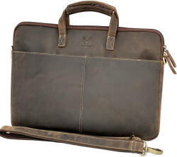  Geanta Laptop Barbati din Piele Naturala Handmade: Geanta Compatibila cu Laptop de 13 inch, 14 inch, 15, 6 inch, Maro
