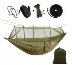  Plasă de camping suspendată 260x140 cm, pentru o persoană, capacitate de încărcare până la 190 kg, verde