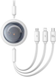 Baseus Adatkábel 3 az 1-ben, Baseus, 100 W, 480 Mbps, 1, 1 m, fehér (INN-064651)